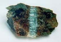  Vein of Serpentine (Chrysotile) in rock
Mariposa Co., California 
from www.minerals.net